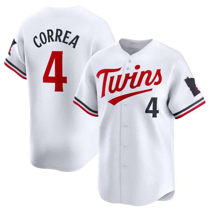 Custom #4 White MIN Baseball Shirt Top