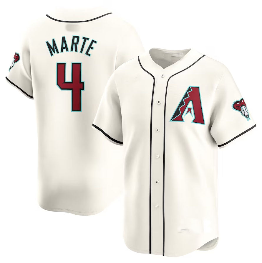 Custom #4 White ARI Baseball Shirt Top