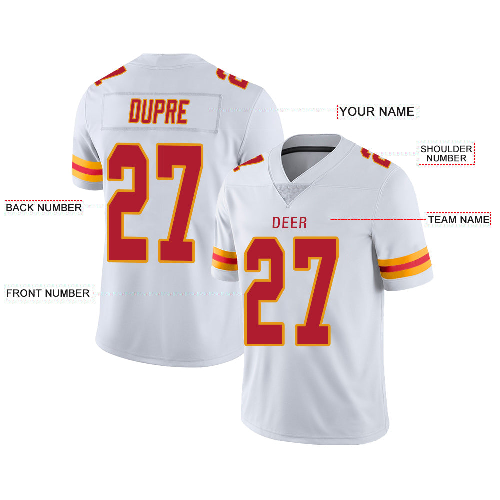 Custom White KC Football Shirt Top