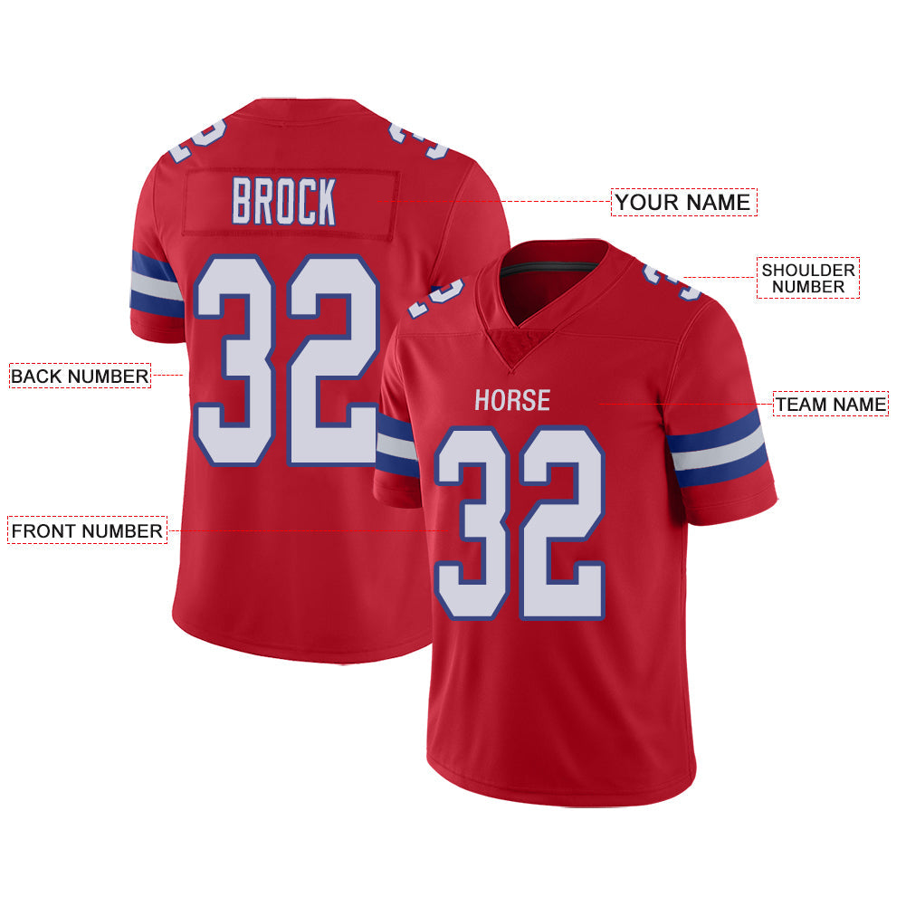Custom Red NE Football Shirt Top