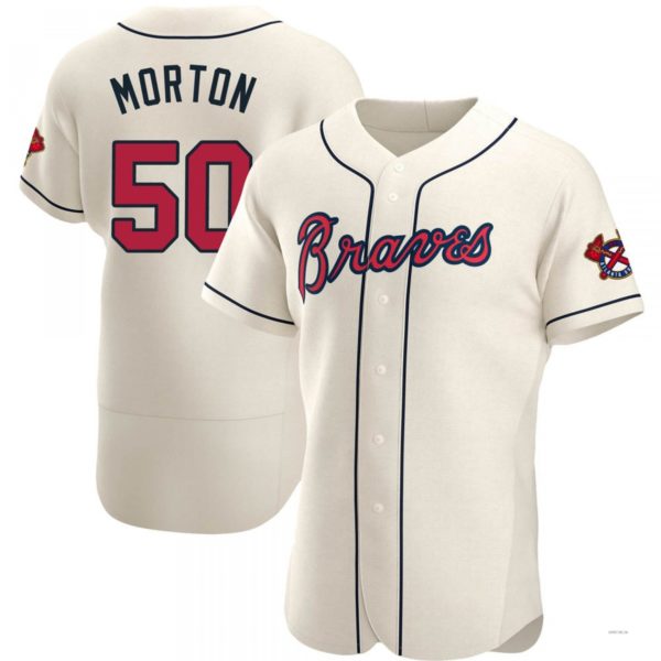 Custom #50 Cream ATL Baseball Shirt Top