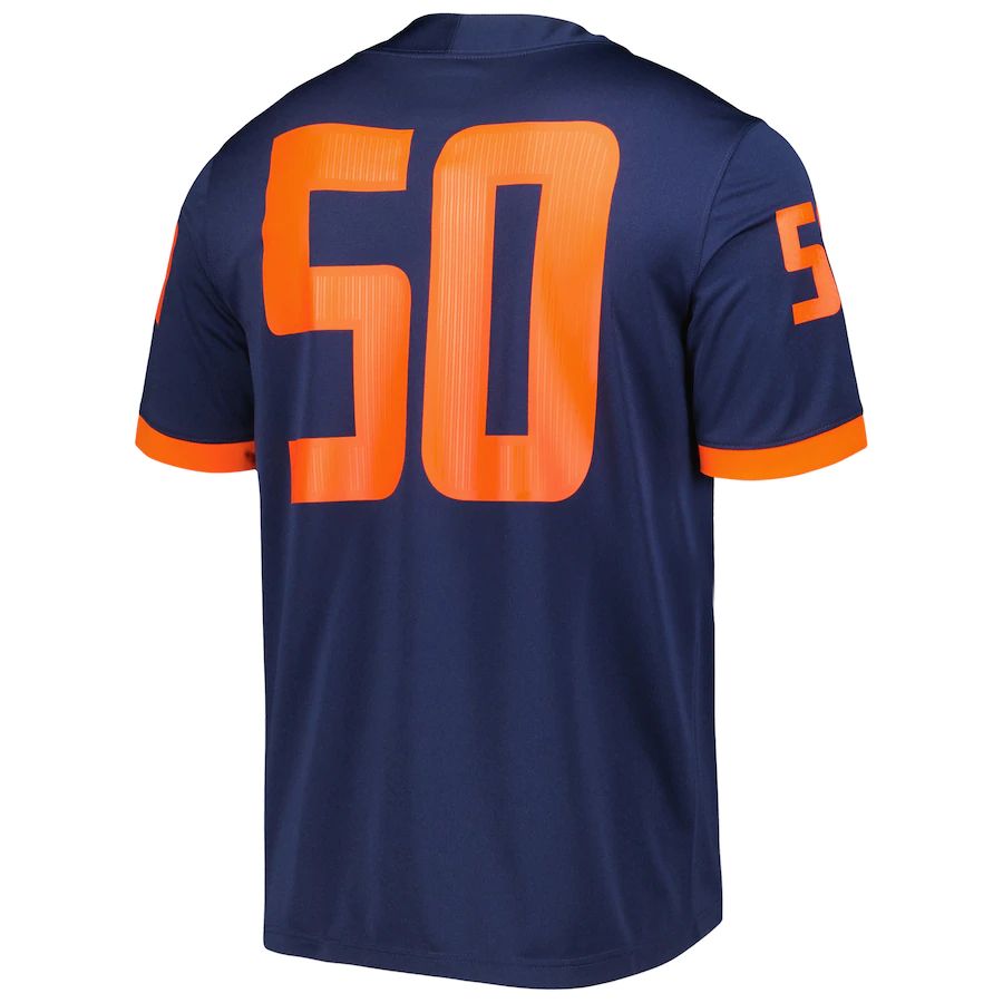 Custom #50 Navy Football Shirt Top