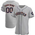 Custom Gray HOU Baseball Shirt Top