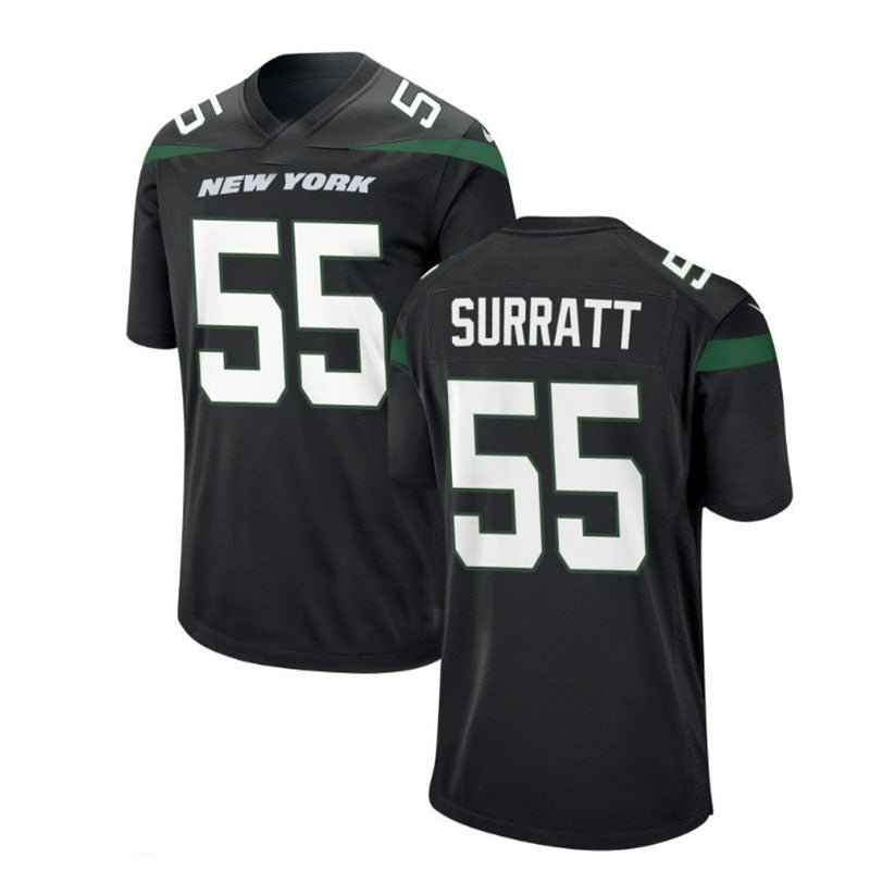 Custom #55 Black NYJ Football Shirt Top
