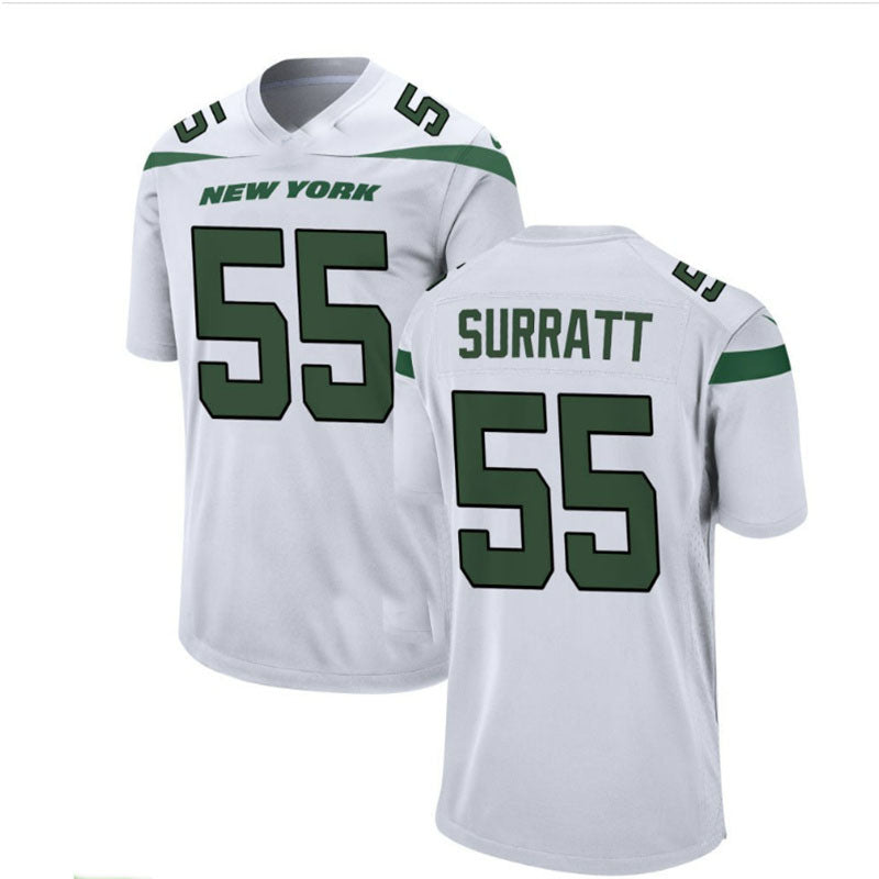 Custom #55 White NYJ Football Shirt Top