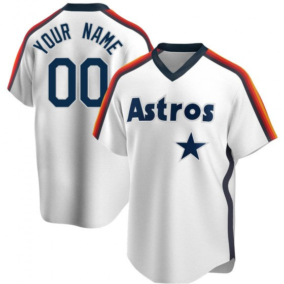 Custom White HOU Baseball Shirt Top