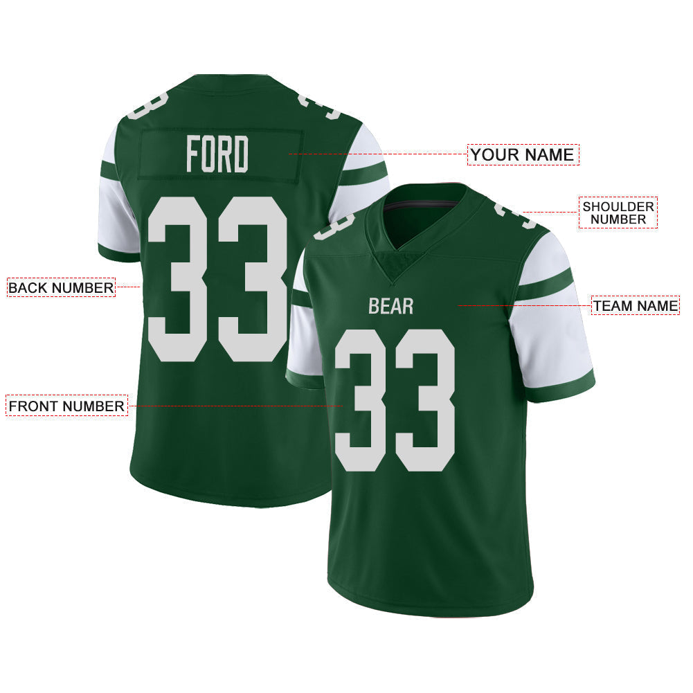 Custom Green NYJ Football Shirt Top