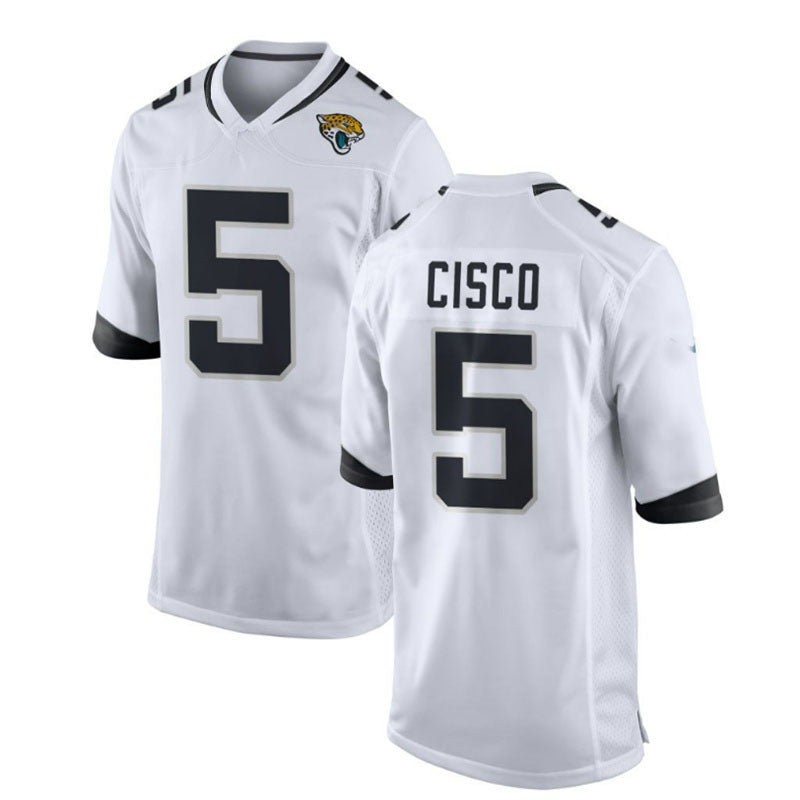 Custom #5 White JAX Football Shirt Top