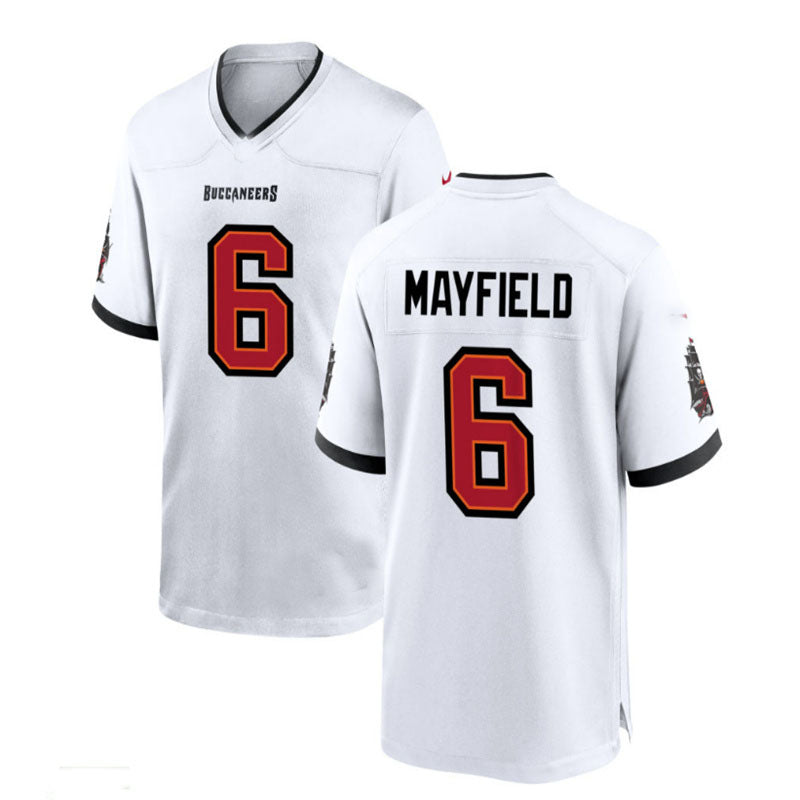 Custom #6 White TB Football Shirt Top