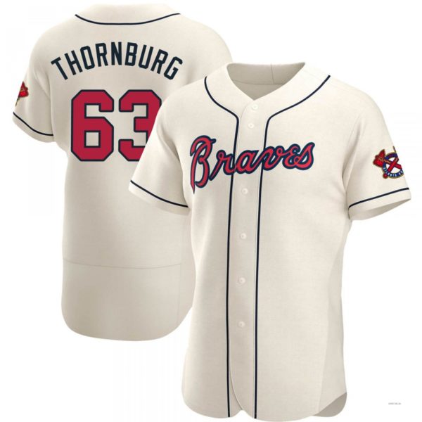 Custom #63 Cream ATL Baseball Shirt Top