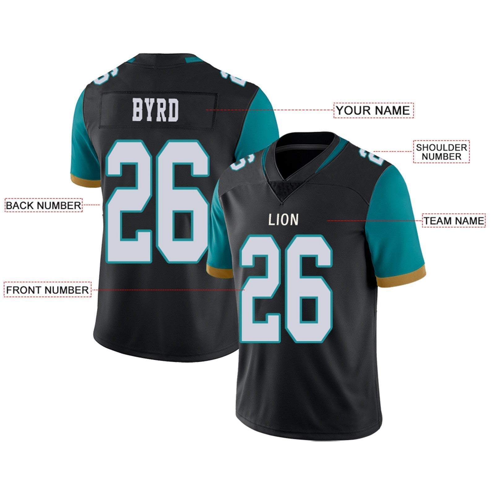 Custom Teal JAX Football Shirt Top