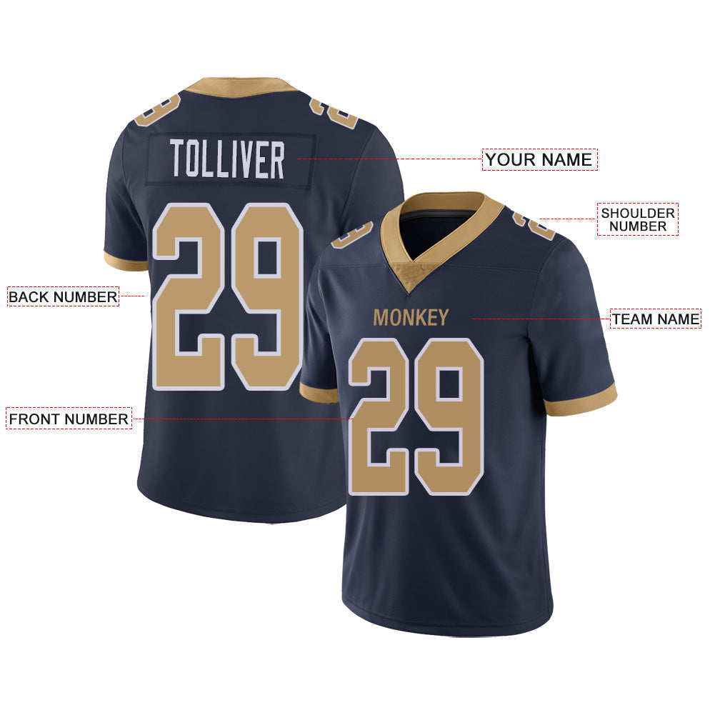 Custom Navy LAC Football Shirt Top