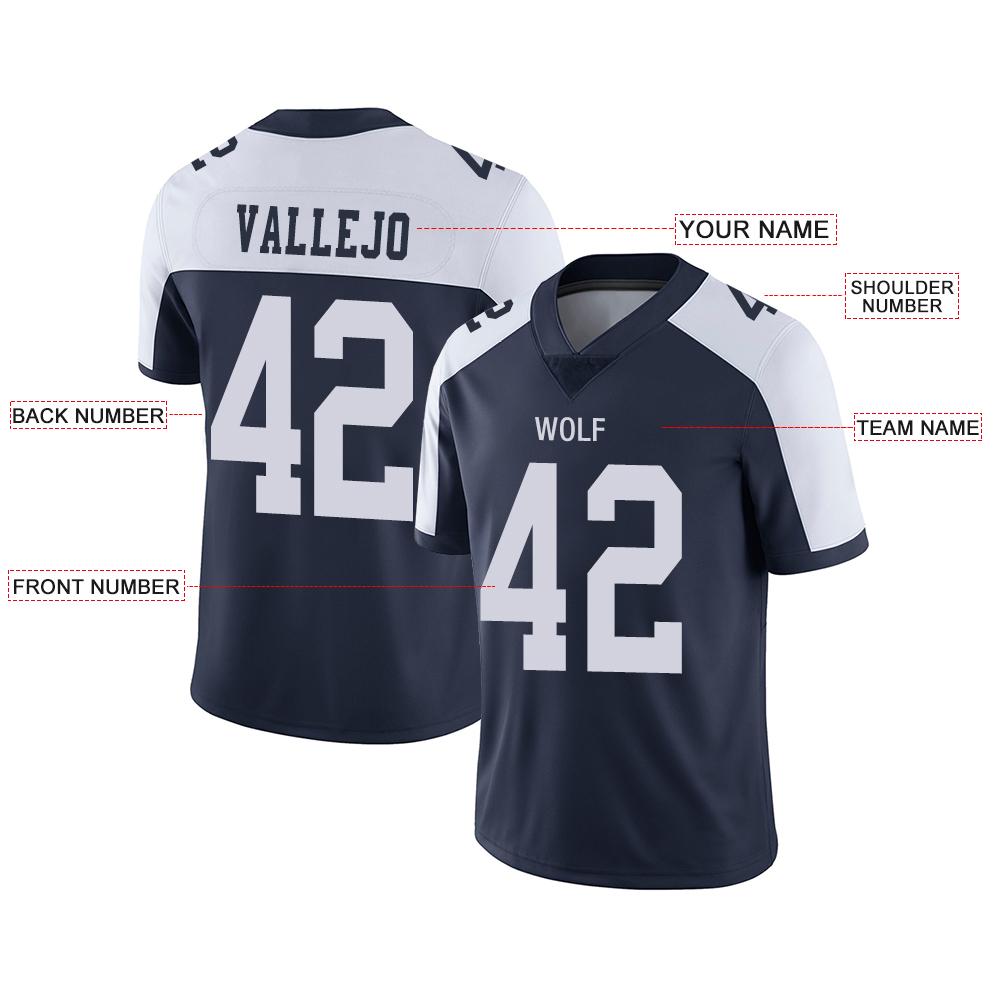 Custom Navy DAL Football Shirt Top