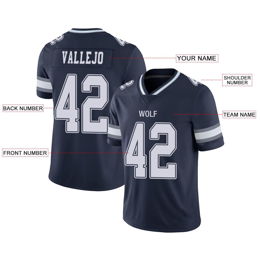 Custom Navy DAL Football Shirt Top