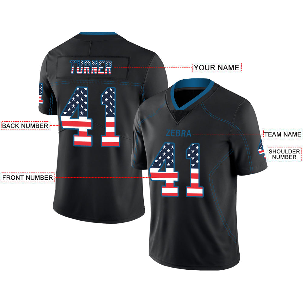 Custom Black DET Football Shirt Top