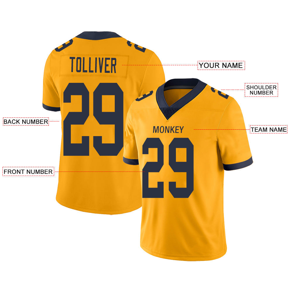 Custom Gold LAC Football Shirt Top