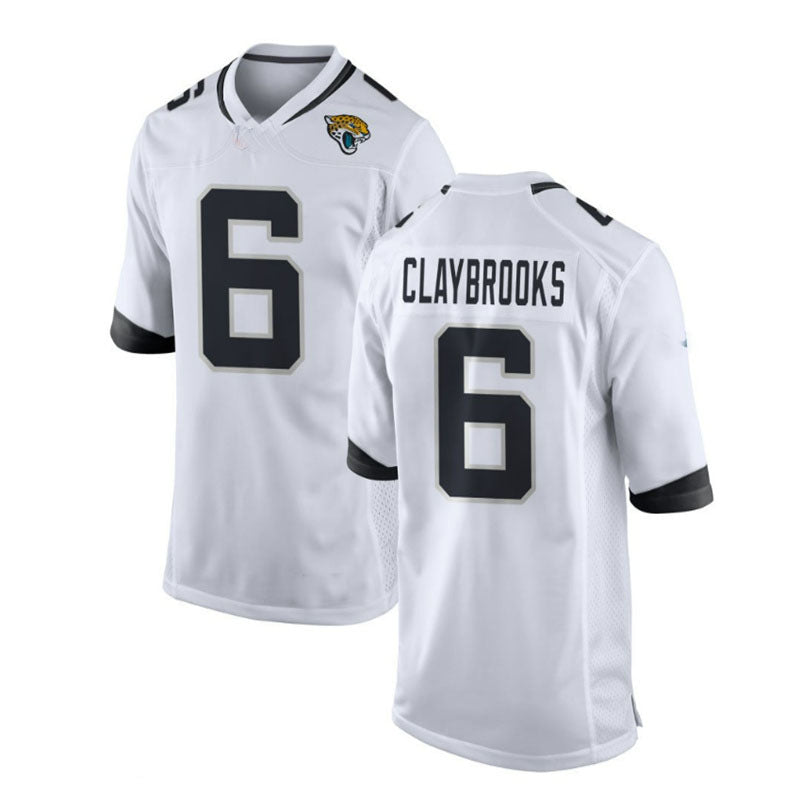Custom #6 White JAX Football Shirt Top