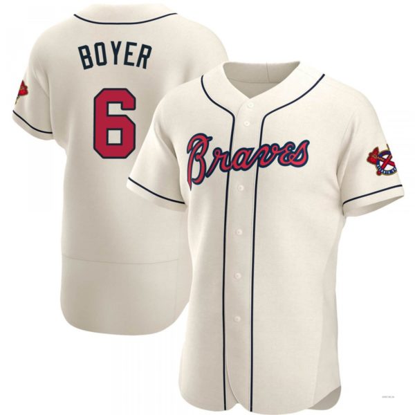 Custom #6 Cream ATL Baseball Shirt Top