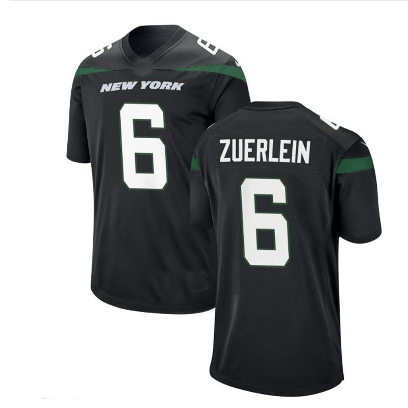 Custom #6 Black NYJ Football Shirt Top