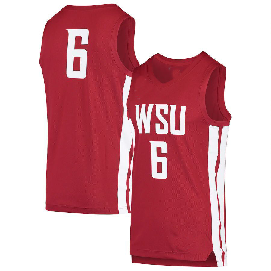 Custom #6 Crimson Basketball Shirt Top