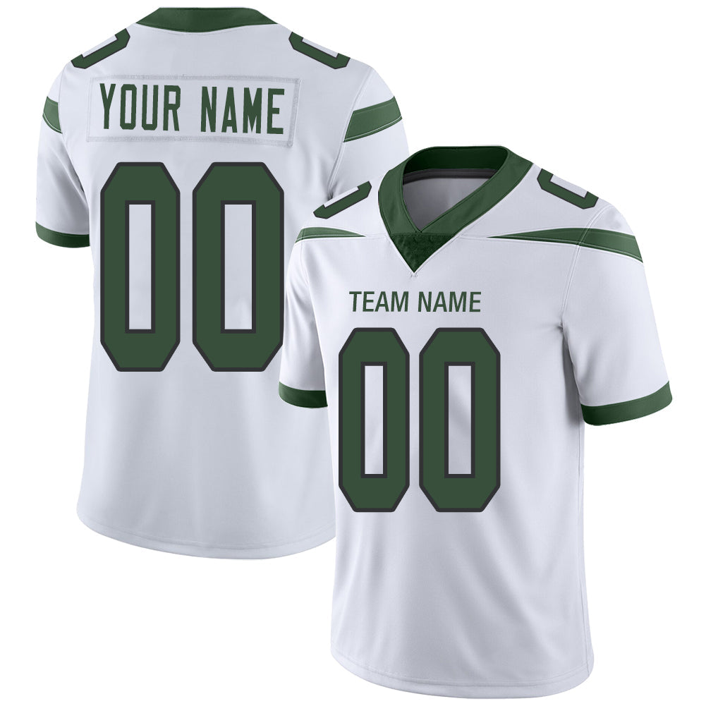 Custom White NYJ Football Shirt Top
