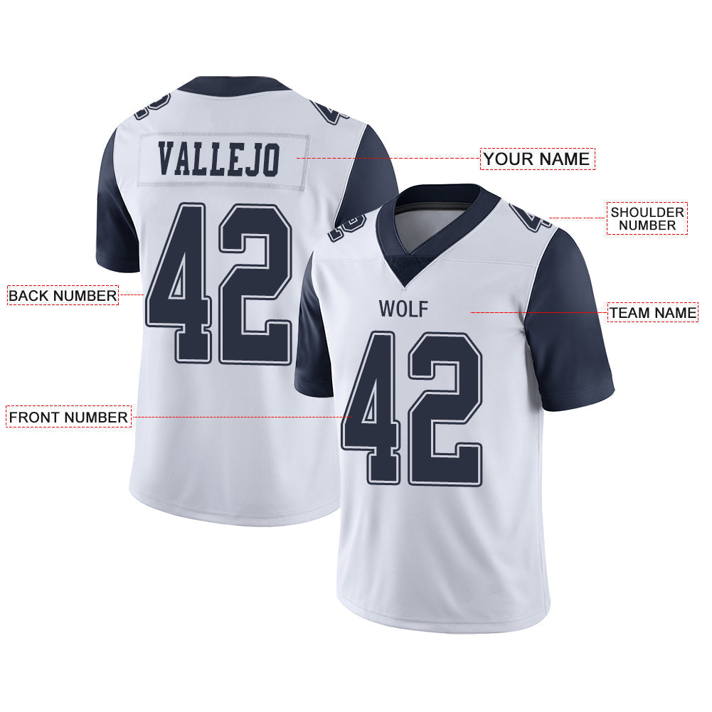 Custom White DAL Football Shirt Top