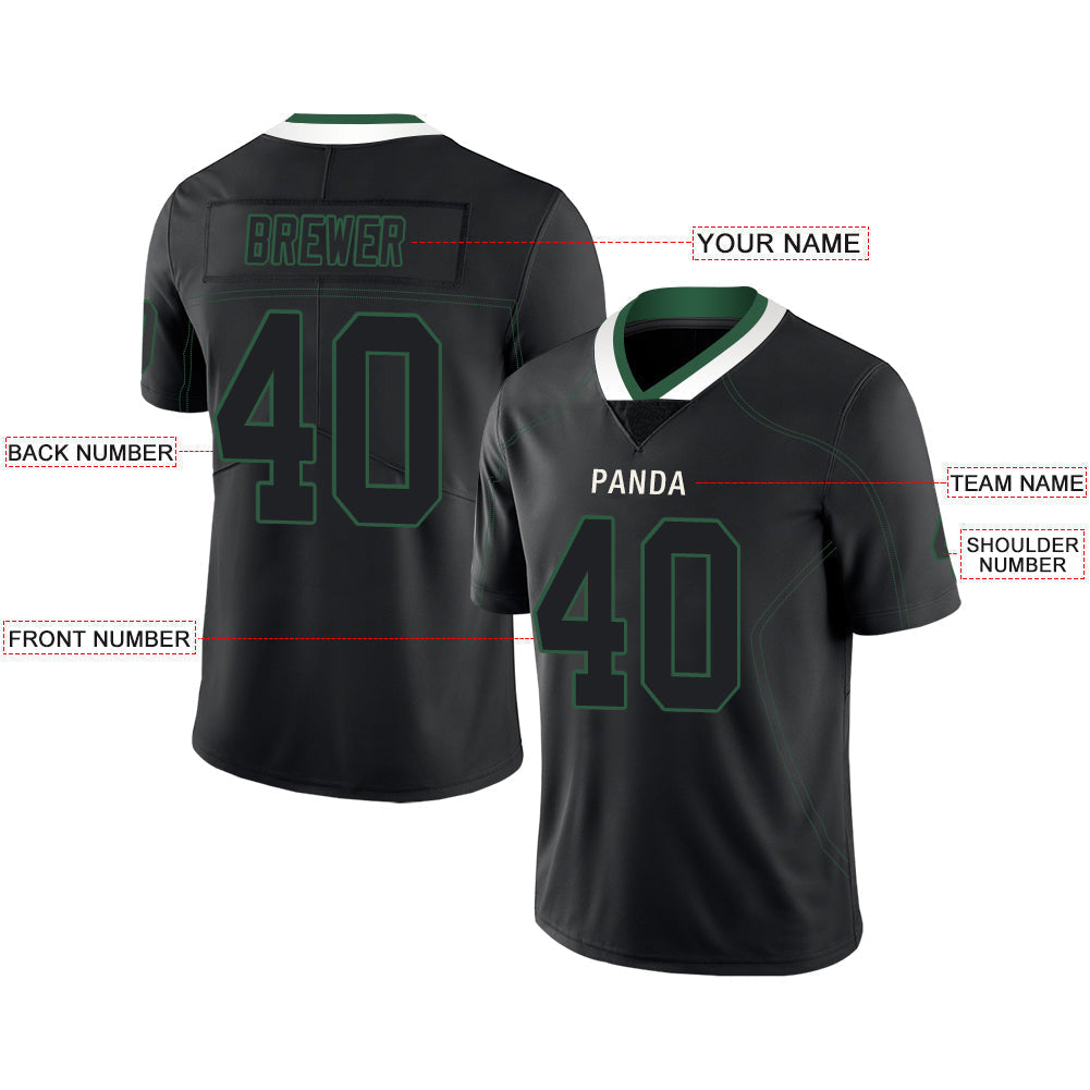 Custom Black NYJ Football Shirt Top