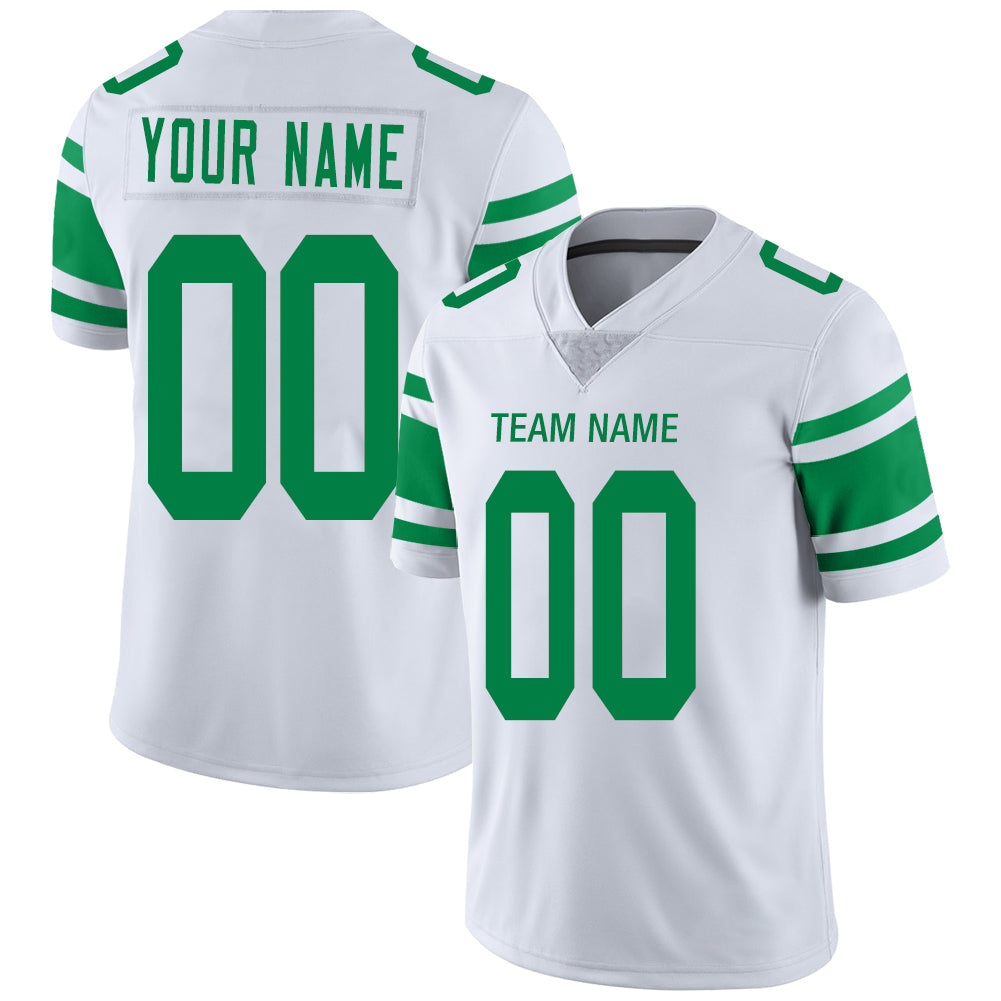 Custom White NYJ Football Shirt Top