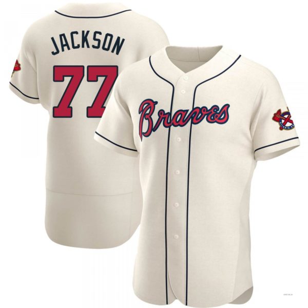 Custom #77 Cream ATL Baseball Shirt Top