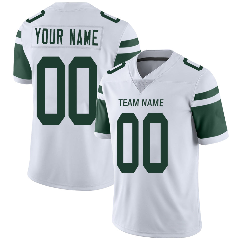 Custom White NYJ Football Shirt Top