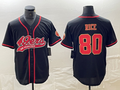 Custom #80 Black Baseball Shirt Top