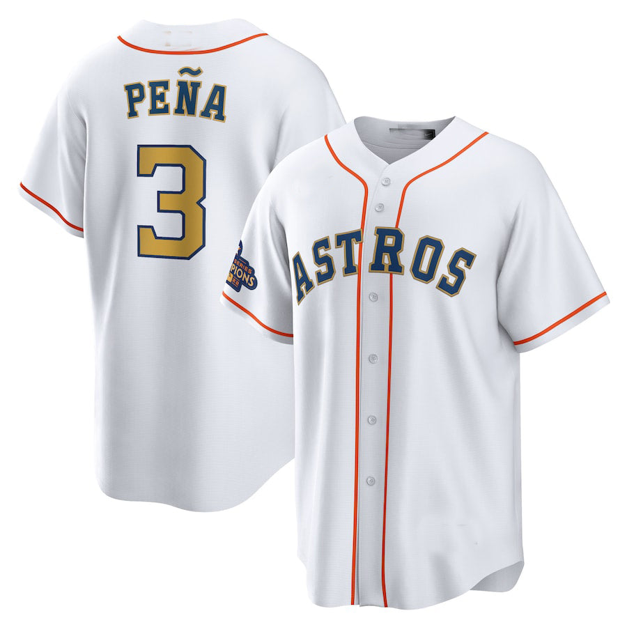 Custom #3 White 2023 HOU Baseball Shirt Top
