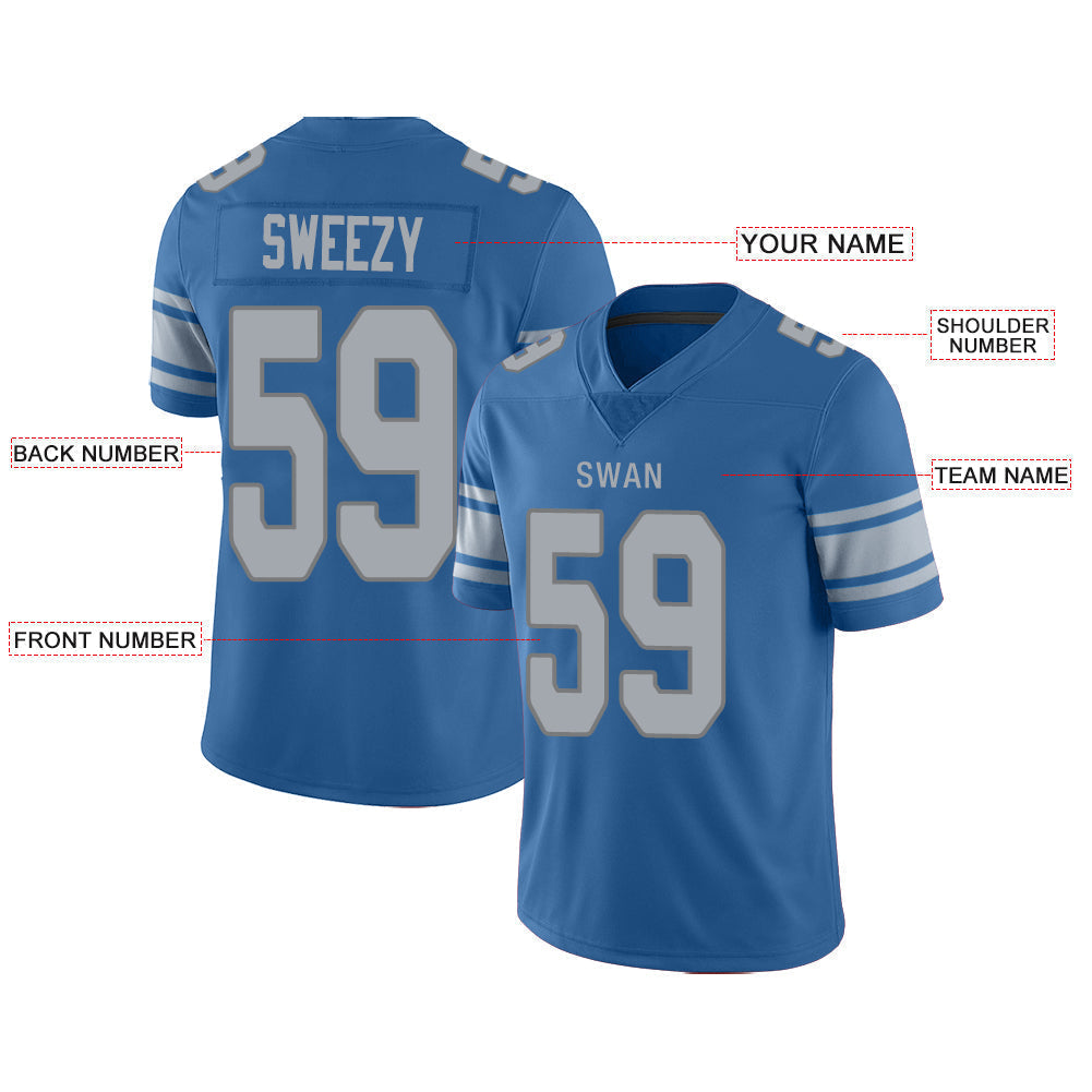Custom Blue DET Football Shirt Top