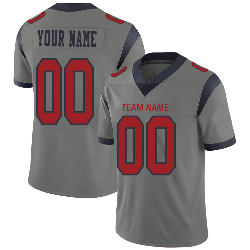 Custom Grey HOU Football Shirt Top
