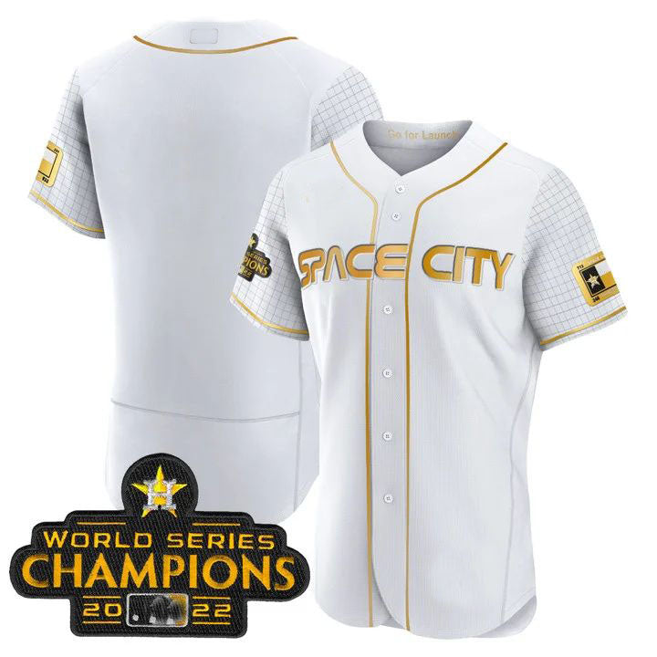Custom White 2023 HOU Baseball Shirt Top