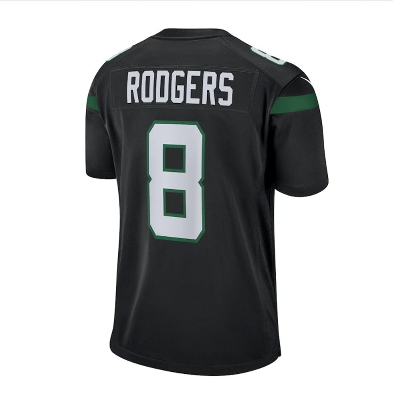 Custom #8 Black NYJ Football Shirt Top