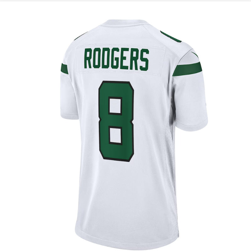 Custom #8 White NYJ Football Shirt Top