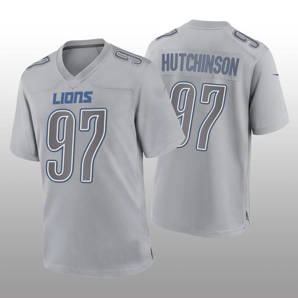 Custom #97 Gray DET Football Shirt Top