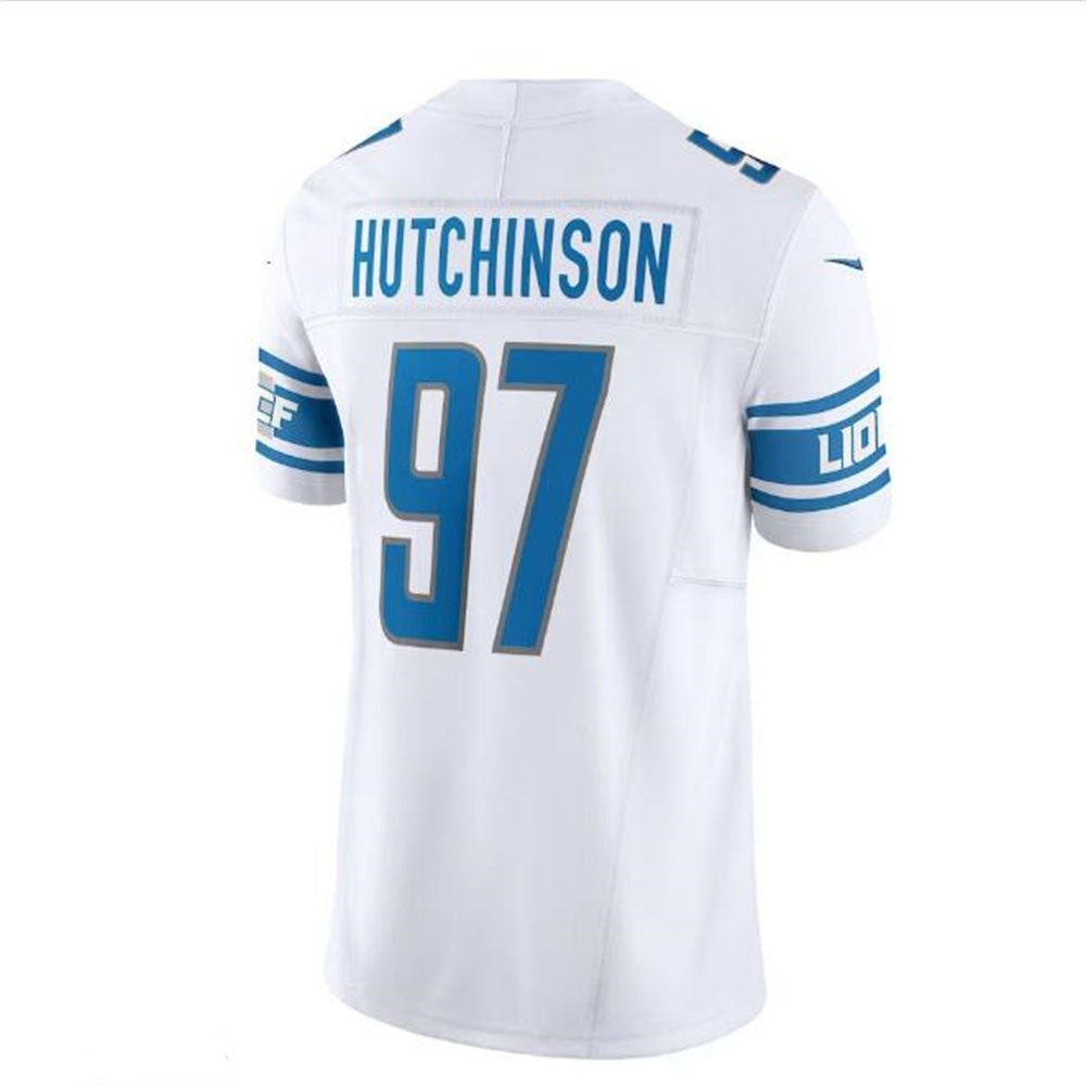 Custom #97 White DET Football Shirt Top