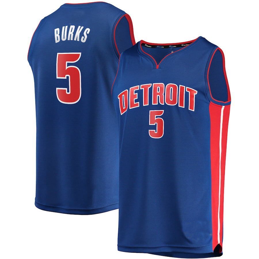 Custom #5 Blue DET Basketball Shirt Top