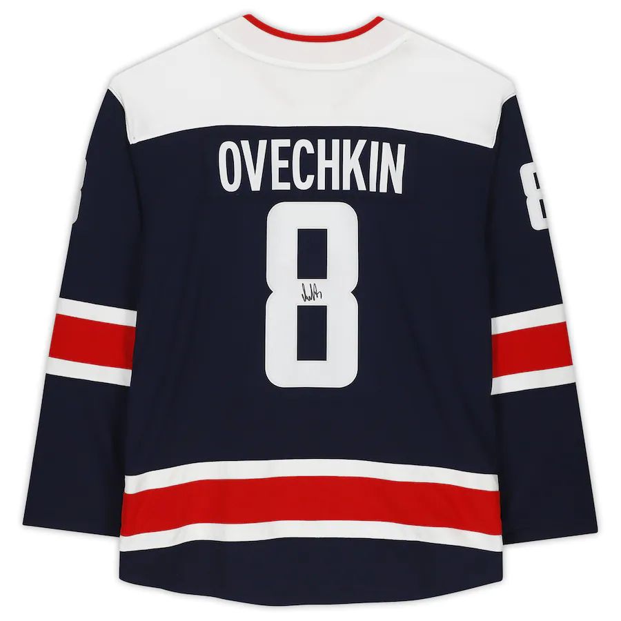 Custom #8 Navy WSH Hockey Shirt Top