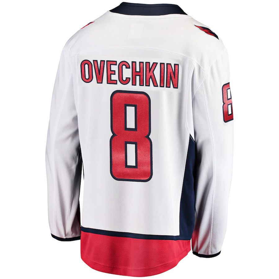 Custom #8 White WSH Hockey Shirt Top