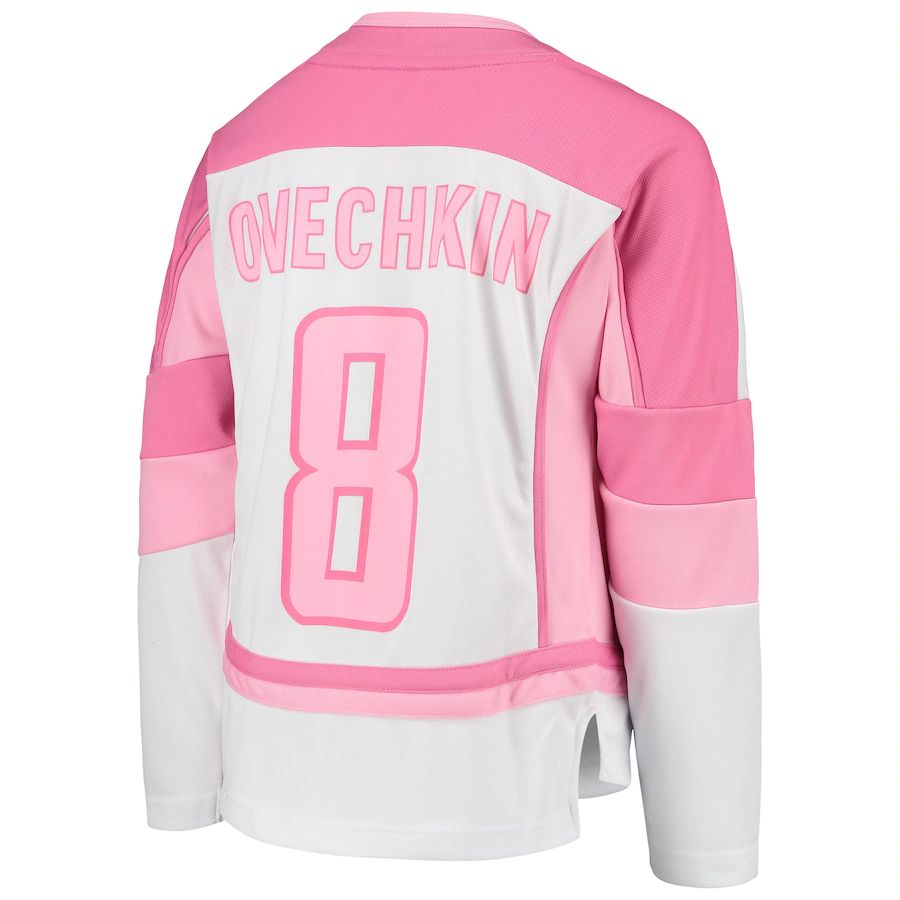 Custom #8 White WSH Hockey Shirt Top