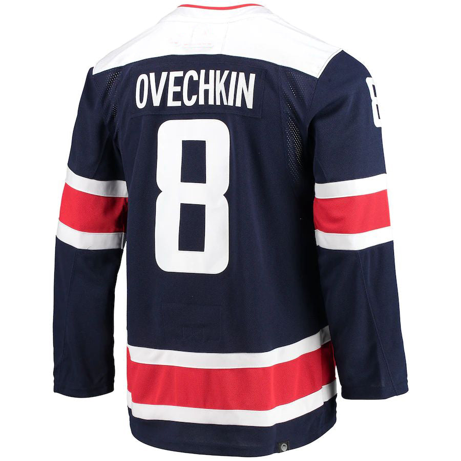 Custom #8 Navy WSH Hockey Shirt Top