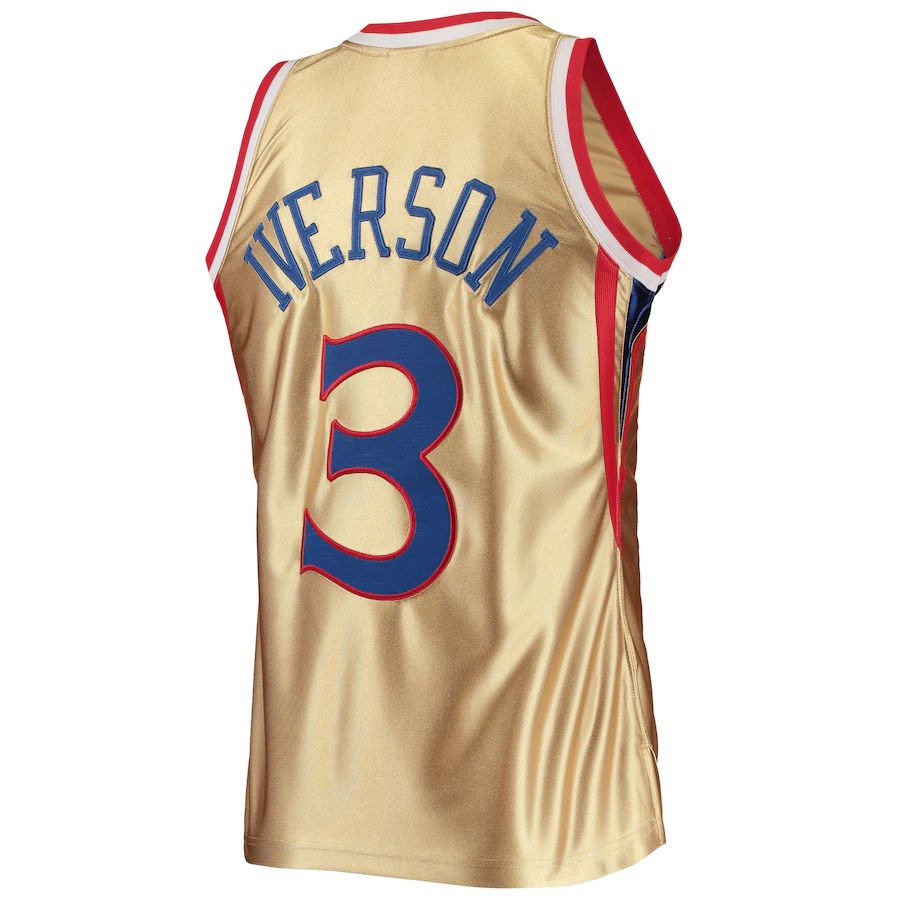 Custom #3 Gold 1996 PHI Basketball Shirt Top