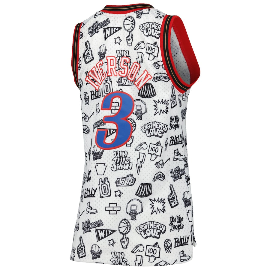 Custom #3 White 2000 PHI Basketball Shirt Top