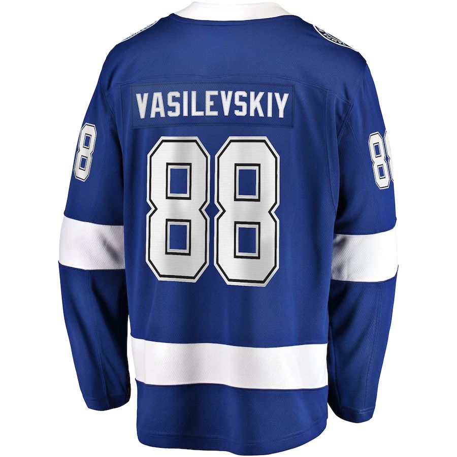 Custom #88 Blue 2022 Stanley Cup TBL Hockey Shirt Top