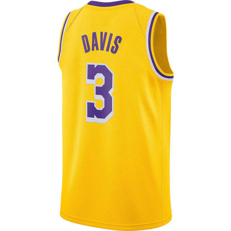 Custom #3 Gold 2020 LAL Basketball Shirt Top