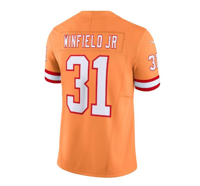 Custom #31 Orange Throwback TB Football Shirt Top
