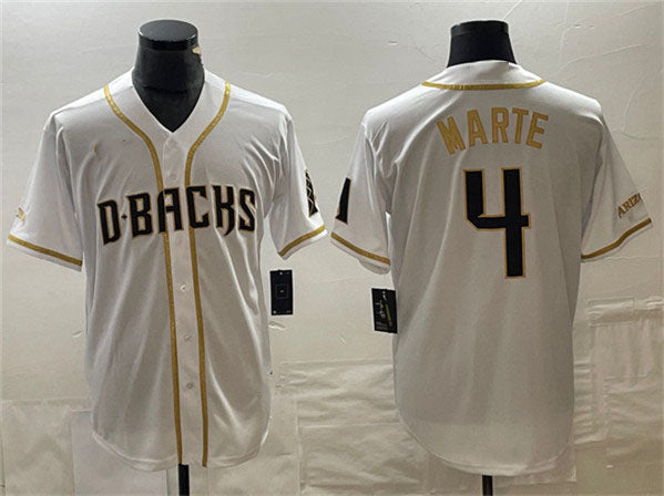 Custom #4 White ARI Baseball Shirt Top